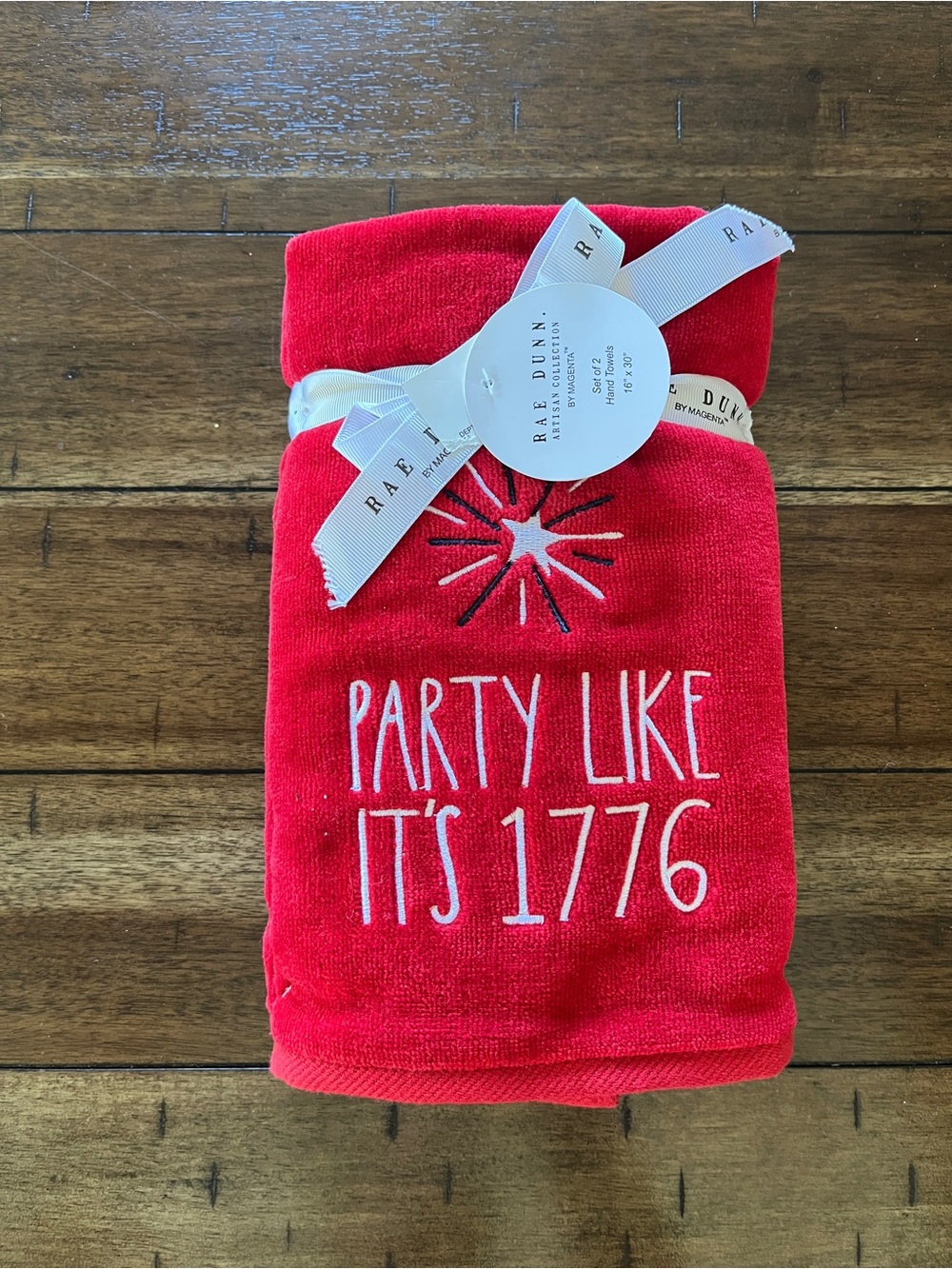 Rae Dunn Red Holiday 'Party Like It's 1776' Kitchen Towel